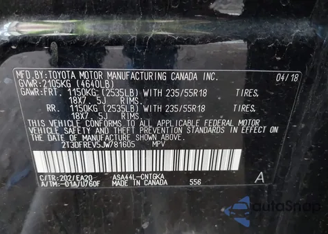 2018 Toyota Rav4 Limited from USA, damaged, VIN 2T3DFREV5JW781605